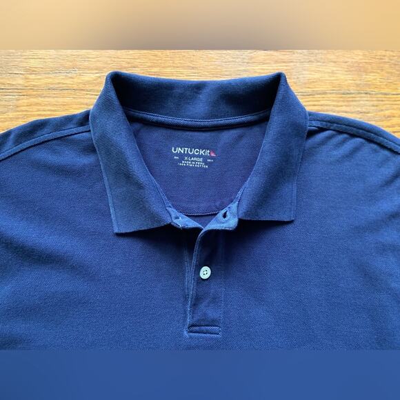 UNTUCKit ‘Gondola’ Navy Blue Pima Cotton Polo sz XLarge - Picture 3 of 7